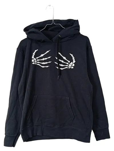 Fruit of the Loom Damen Hoodie Skeletthand Print Schwarz Gr. L