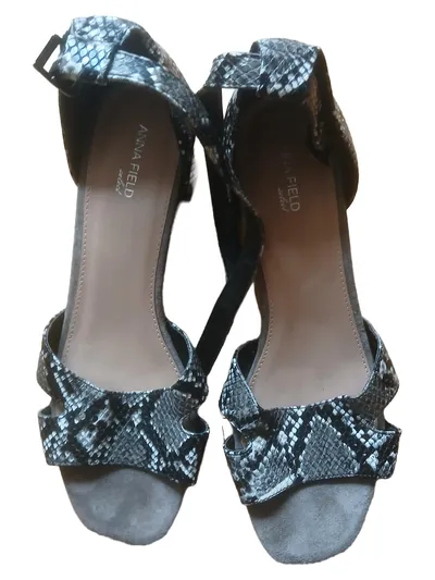 Anna Field Select Damen Sandalen Gr. 42 Schlangenmuster Grau Blockabsatz