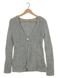 Bloom Strickjacke Damen Grau Meliert Langarm Gr. 36 Wolle Mohair Cardigan 1