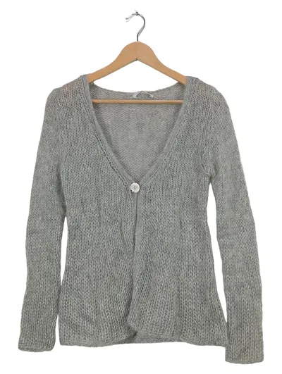 Bloom Strickjacke Damen Grau Meliert Langarm Gr. 36 Wolle Mohair Cardigan