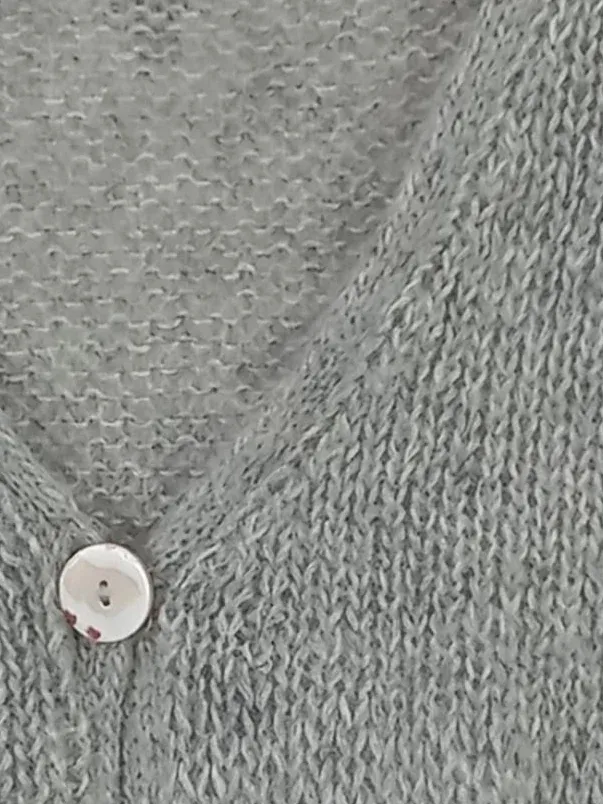 Bloom Strickjacke Damen Grau Meliert Langarm Gr. 36 Wolle Mohair Cardigan 2