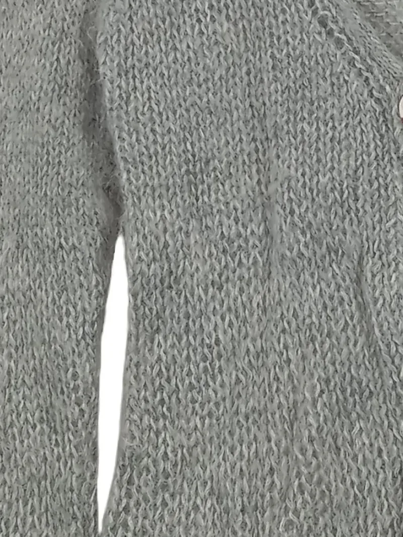 Bloom Strickjacke Damen Grau Meliert Langarm Gr. 36 Wolle Mohair Cardigan 3