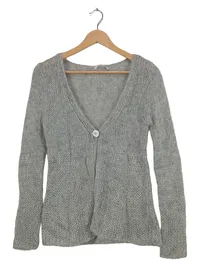 Bloom Strickjacke Damen Grau Meliert Langarm Gr. 36 Wolle Mohair Cardigan 5
