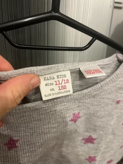 ZARA KIDS Langarmshirt Mädchen Gr. 152 Grau Rosa Sterne Baumwolle