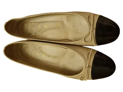 Lario 1898 Cap Toe Ballerina Damen Leder Schleife Beige Gr. 35.5