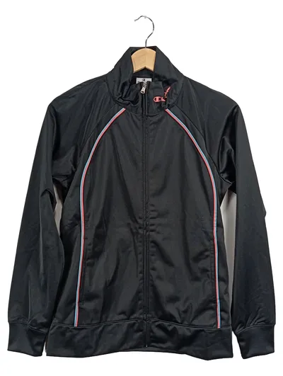 Champion Damen Trainingsjacke Sportjacke Polyester Streifen Schwarz Gr. S