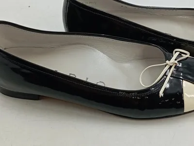 Lario 1898 Damen Ballerinas Klassisch Lackleder Schleife Schwarz 35.5