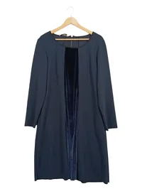 Elena Mirò Damen Businesskleid Gr. 46 Blau Samt-Einsatz Elegant 1