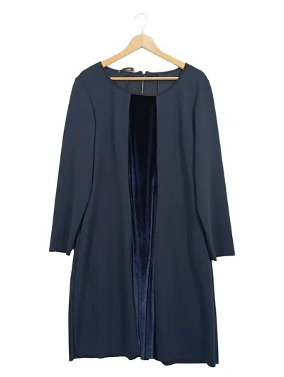 Elena Mirò Damen Businesskleid Gr. 46 Blau Samt-Einsatz Elegant