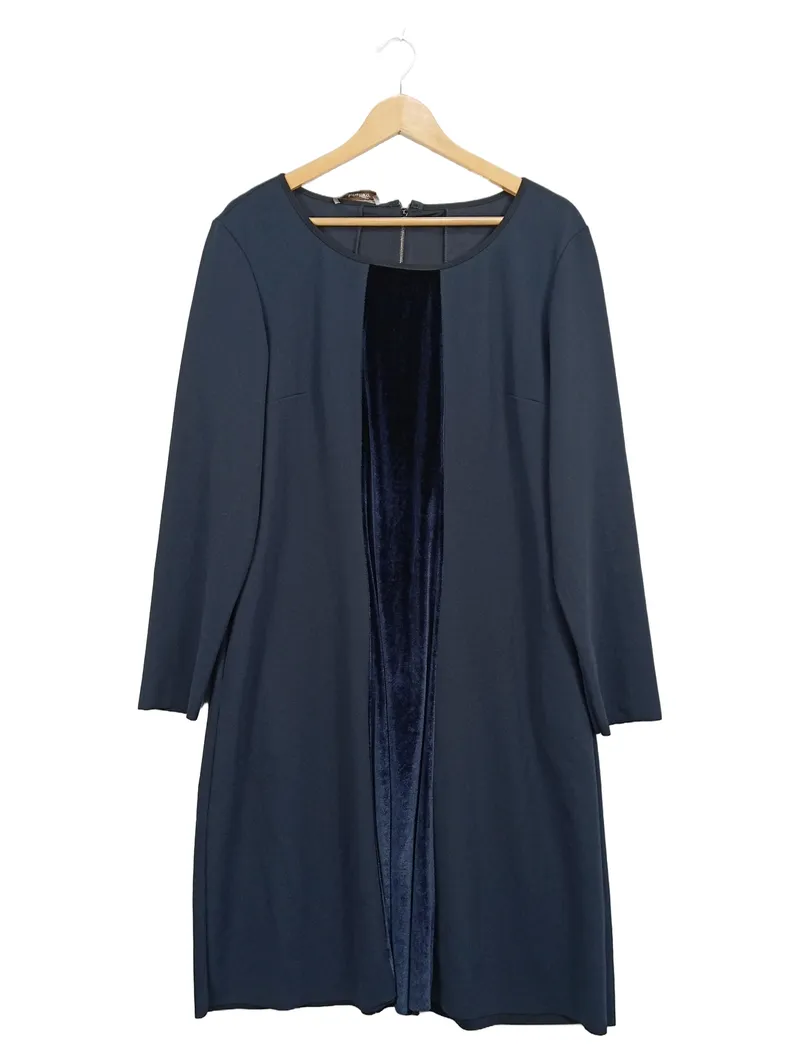 Elena Mirò Damen Businesskleid Gr. 46 Blau Samt-Einsatz Elegant 1