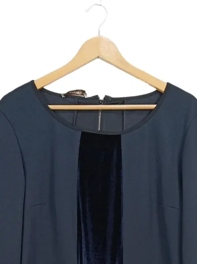 Elena Mirò Damen Businesskleid Gr. 46 Blau Samt-Einsatz Elegant