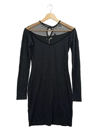 Diesel Cocktailkleid Damen Gr. S Schwarz Langarm Mesh Mini NEU