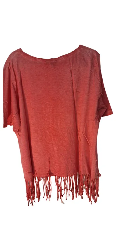 Ulla Popken T-Shirt Damen Gr. 46/3XL Rosa Sterne Pailletten Fransen