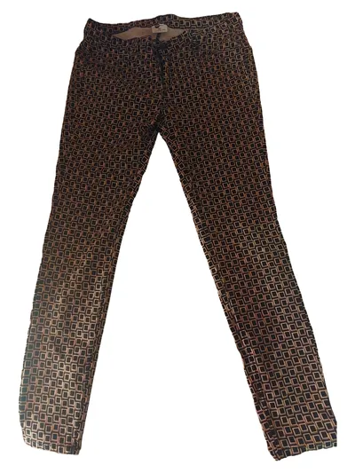 everme Damen Skinny Jeans Gr. 46 Retro Geometrisch Muster Braun Schwarz