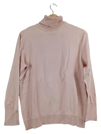 PETER HAHN Rollkragenpullover Damen Gr. 46 Rosa Baumwolle Langarm