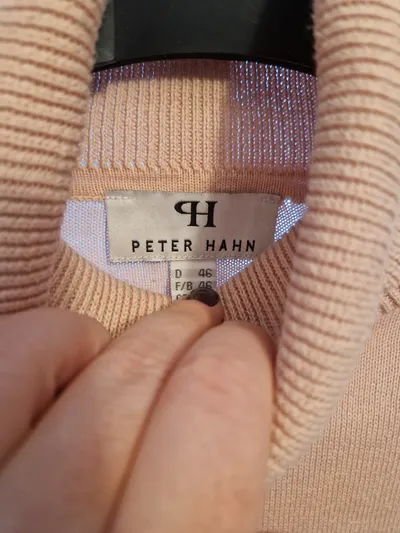 PETER HAHN Rollkragenpullover Damen Gr. 46 Rosa Baumwolle Langarm