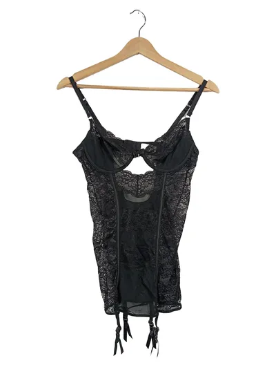 LASCANA Korsett Mieder Schwarz Spitze Strumpfhalter Gr. 75B Damen Dessous