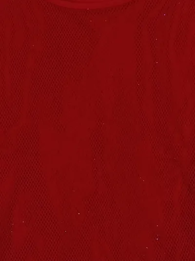 KappAhl Damen Top Rot Glitzer Kurzarm Gr. 42 XL Polyamid Freizeit