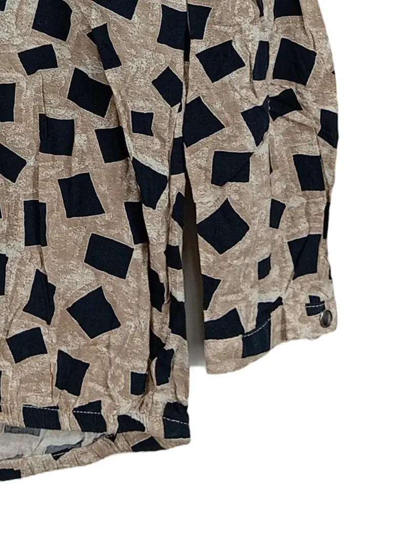 Cartoon Damen Bluse Gr. M Langarm Beige Schwarz Geometrisch Viskose 4