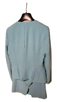 Ashley Brooke Damen Kostüm Rock Blazer Gr. 36 Türkis Strass Perlen Elegant 2
