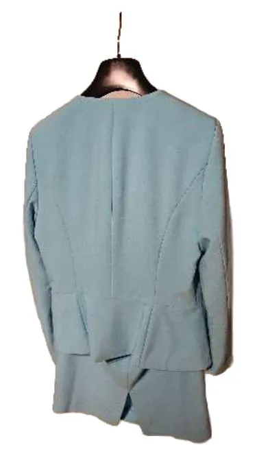 Ashley Brooke Damen Kostüm Rock Blazer Gr. 36 Türkis Strass Perlen Elegant 2