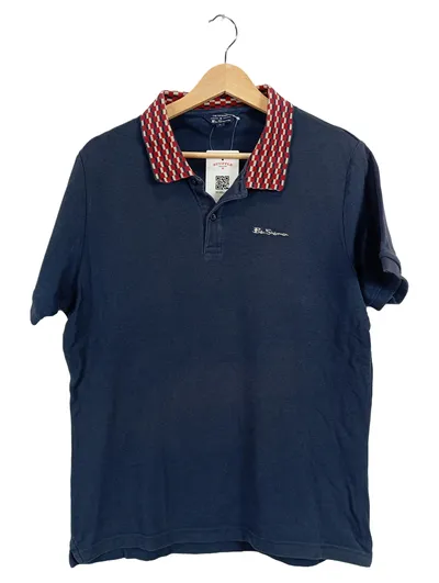 Ben Sherman Herren Poloshirt Baumwolle Blau Gr. M Kurzarm Casual