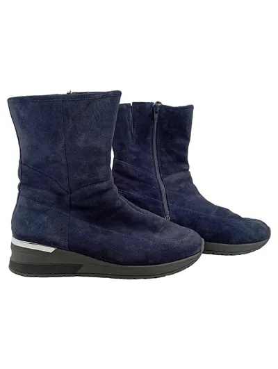 Vitaform Damen Stiefelette Gr. 39 Blau Wildleder Keilabsatz Reißverschluss