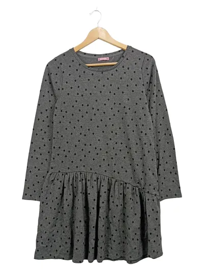 Cool Club Mädchen Kleid Punkte Grau Gr. 170 Langarm Sweatkleid