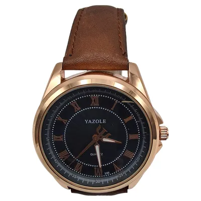 YAZOLE Herren Armbanduhr Quarz Lederarmband Braun Klassisch Römische Ziffern