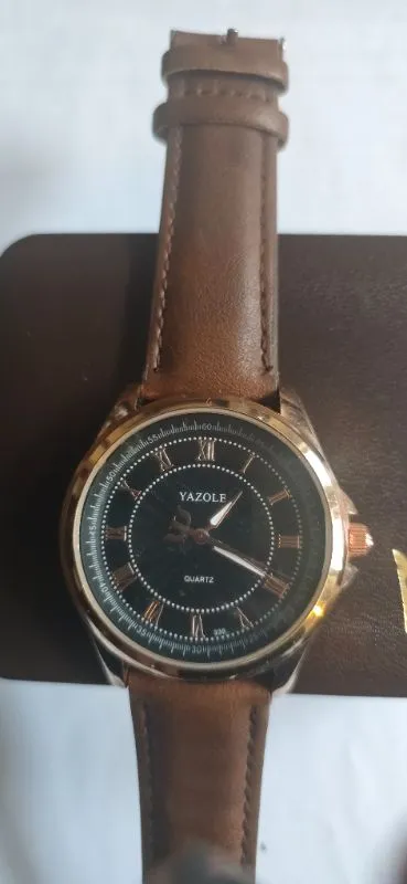 YAZOLE Herren Armbanduhr Quarz Lederarmband Braun Klassisch Römische Ziffern