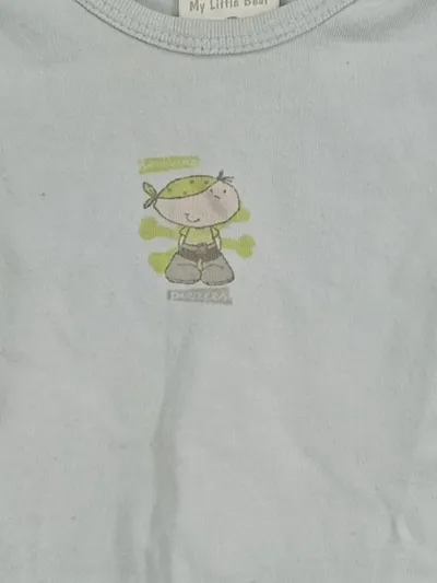 My Little Bear Baby Body Kurzarm Baumwolle Grau Tiermotive Applikation