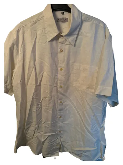 C&A Herren Freizeithemd Kurzarm Baumwolle Uni Weiß Gr. XL 54