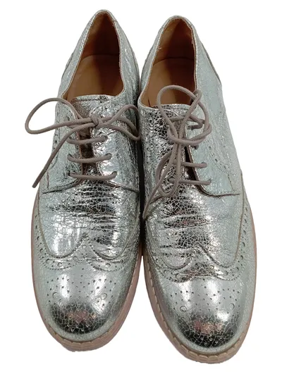 Melvin & Hamilton Budapester Schnürschuhe Damen Silber Leder Gr. 37