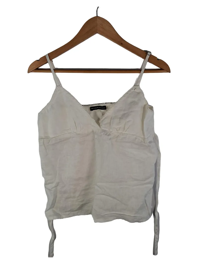 Brandy Melville Damen Top Weiß Leinen Gr. XS Träger Sommer 1