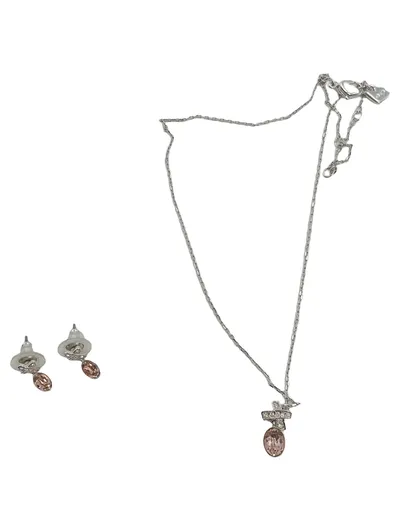 Swarovski Schmuckset Kette Ohrringe Silber Rosa Kristall Elegant Damen