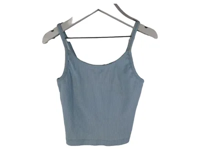 FB Sister Damen Crop Top Tanktop Hellblau Rippstrick Gr. XS