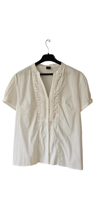 1.2.3 Paris Damen Bluse Kurzarm Beige Gr. 44 Baumwolle Büro Klassisch
