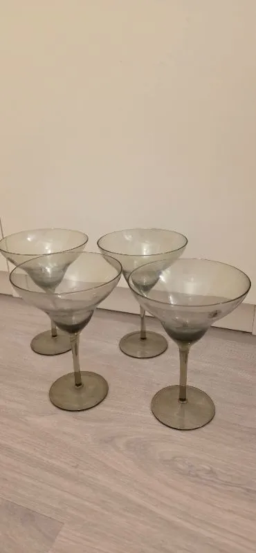 IKEA Margarita Gläser Set 4 Stück Handmade Rauchglas Cocktailgläser