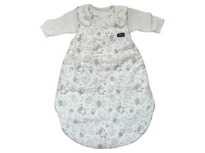 ALVI Baby Schlafsack 2-teilig Schäfchen Muster Gr. 50/56 Weiß Grau