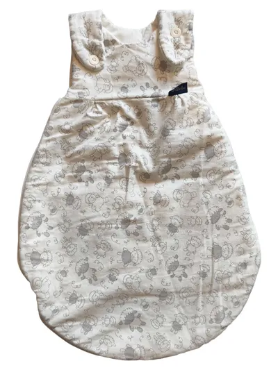 ALVI Baby Schlafsack 2-teilig Schäfchen Muster Gr. 50/56 Weiß Grau