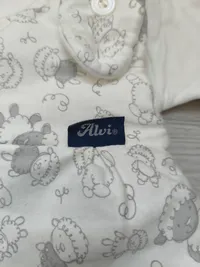 ALVI Baby Schlafsack 2-teilig Schäfchen Muster Gr. 50/56 Weiß Grau 5