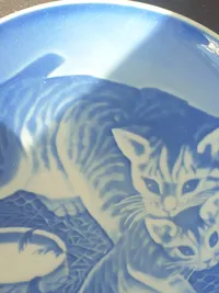 Bing & Grøndahl Sammelteller Katze Porzellan B&G 8000/9371 Blau 15cm 3