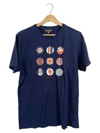 Ben Sherman Herren T-Shirt Logo Print Blau Gr. M Baumwolle Casual 1