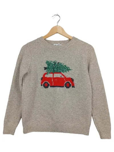 Cupcakes and Cashmere Weihnachtspullover Auto Tannenbaum Gr. XS Beige