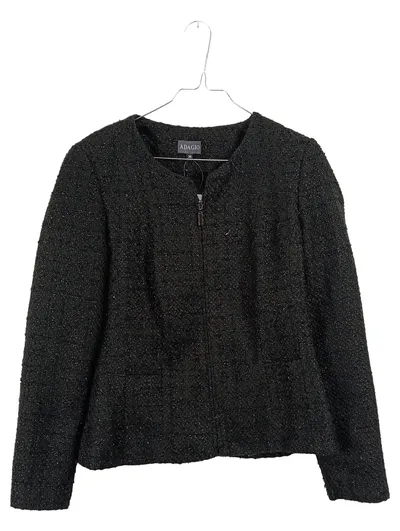 Adagio Damen Blazer Jacke Bouclé Tweed Gr. 38 Schwarz Elegant
