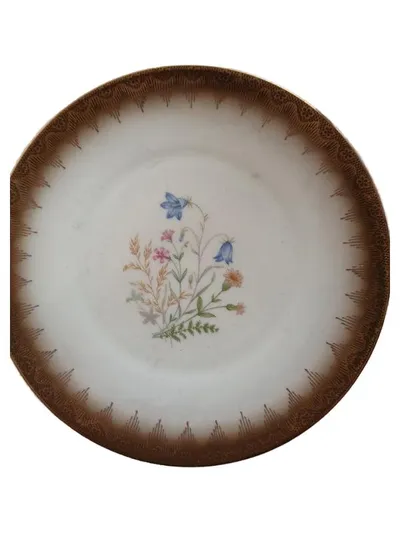 Bavaria Porzellan Essteller Blumenmotiv Goldrand 20cm Vintage