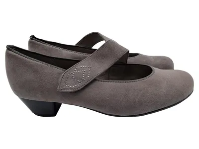 Jenny Damen Ballerinas Klassisch Grau Faux-Wildleder Strass Klettverschluss 39