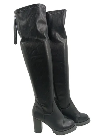 EMU Australia Damen Overknee-Stiefel Schwarz Gr. 36 Blockabsatz