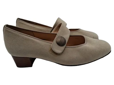 Hassia Evelyn Damen Ballerinas Pumps Wildleder Beige Gr. 39 UK 6