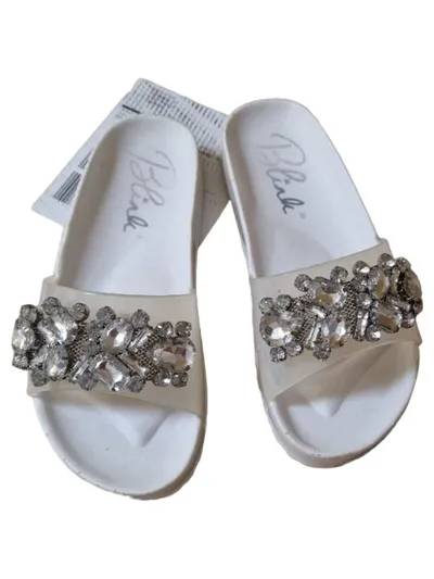 Blink Damen Pantoletten Gr. 36 Beige Strasssteine Glamour Slides